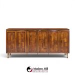 bert england mid century walnut and brass credenza