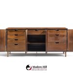 bert england mid century walnut and brass credenza
