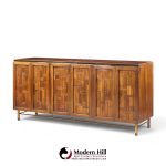 bert england mid century walnut and brass credenza