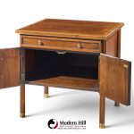bert england mid century walnut and brass nightstands - pair