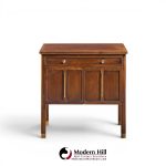 bert england mid century walnut and brass nightstands - pair