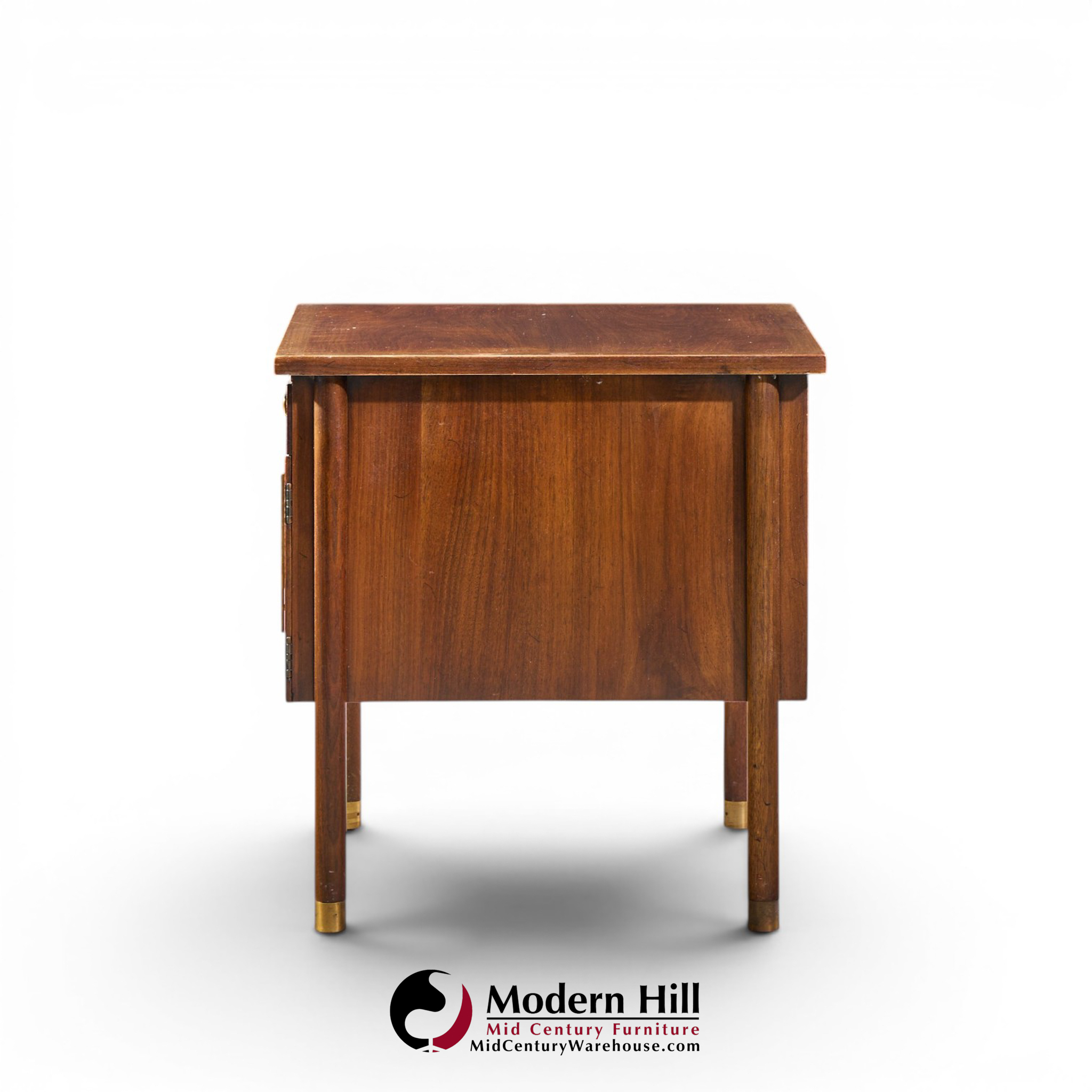 bert england mid century walnut and brass nightstands - pair