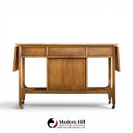 broyhill brasilia mid century walnut bird tiles bar cart