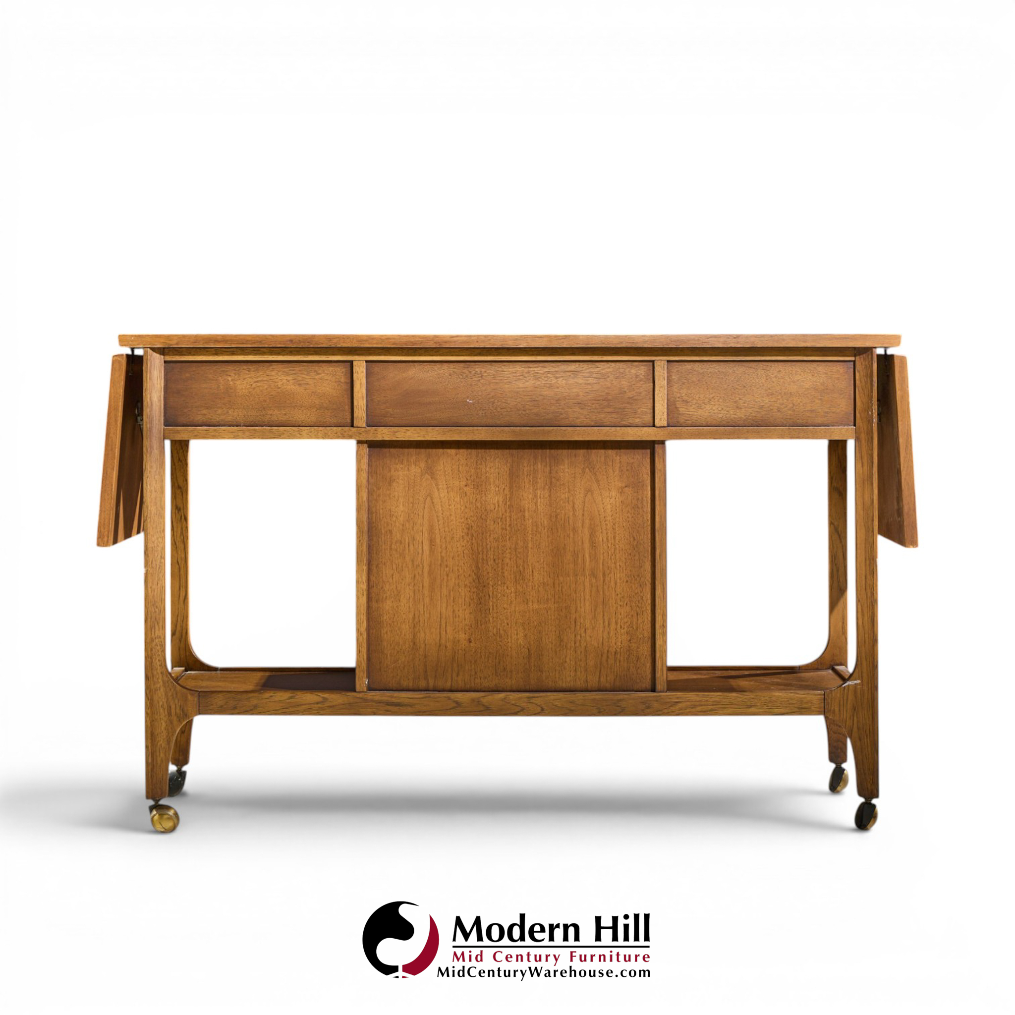 broyhill brasilia mid century walnut bird tiles bar cart