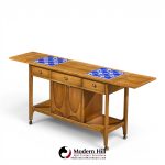broyhill brasilia mid century walnut bird tiles bar cart