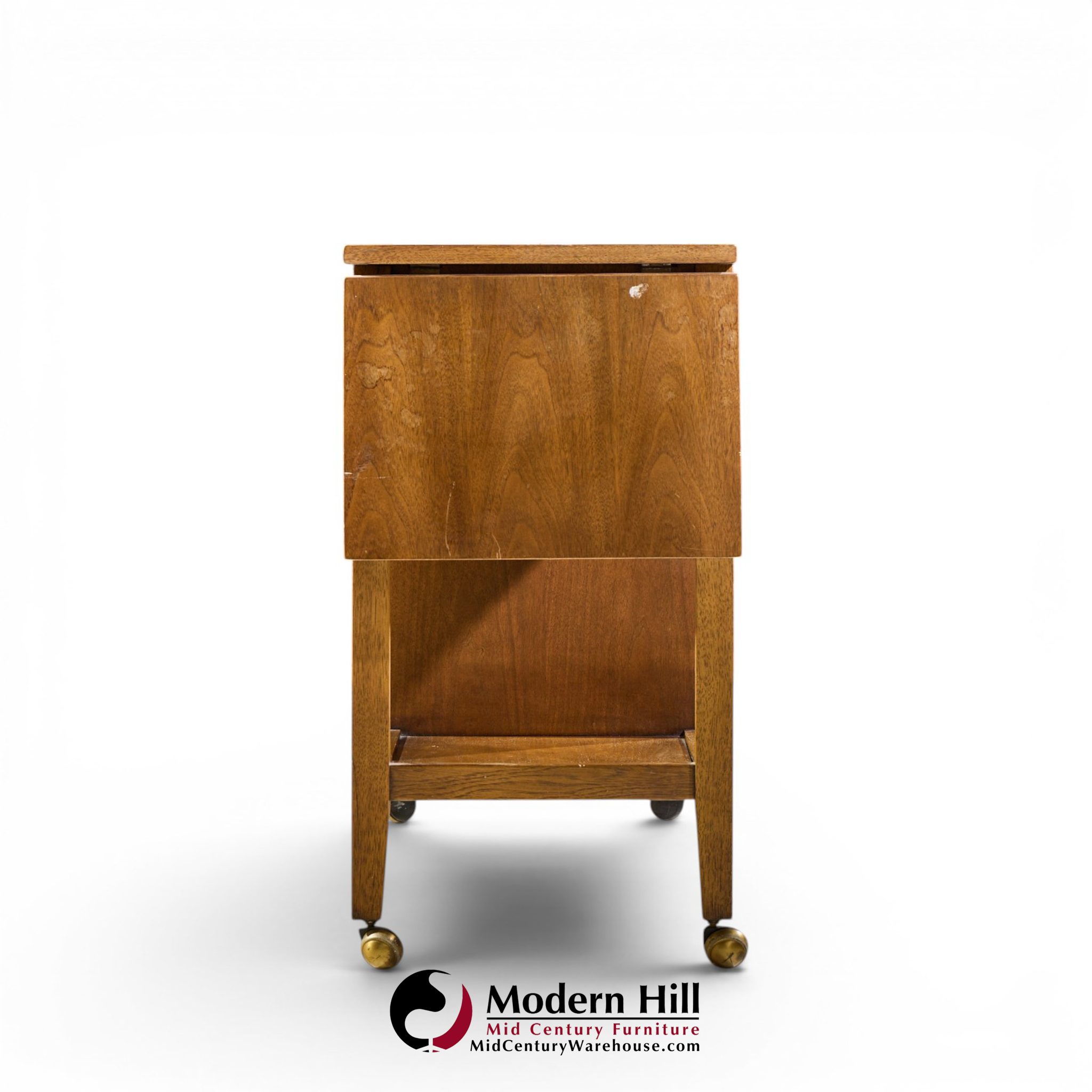 broyhill brasilia mid century walnut bird tiles bar cart