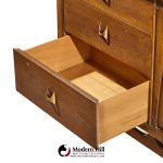 broyhill brasilia mid century walnut and brass 9 drawer lowboy dresser