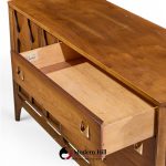 broyhill brasilia mid century walnut and brass offset credenza and hutch