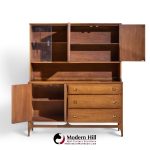 broyhill brasilia mid century walnut and brass offset credenza and hutch