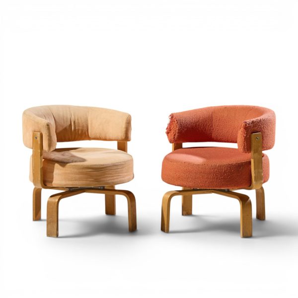 carina bengs for ikea fridene mid century swedish bentwood swivel lounge chairs - pair