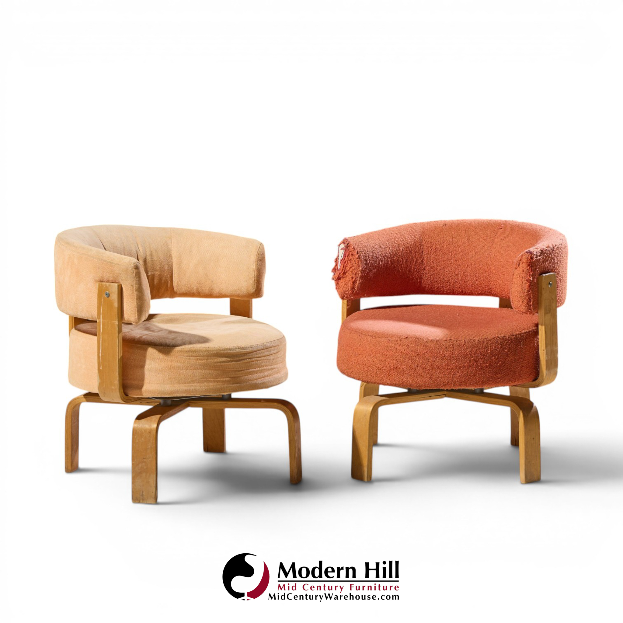 carina bengs for ikea fridene mid century swedish bentwood swivel lounge chairs - pair
