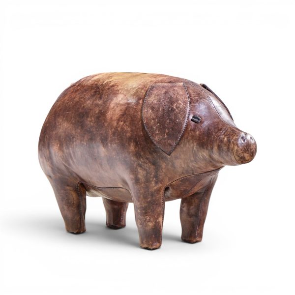 dimitri omersa mid century english leather pig ottoman
