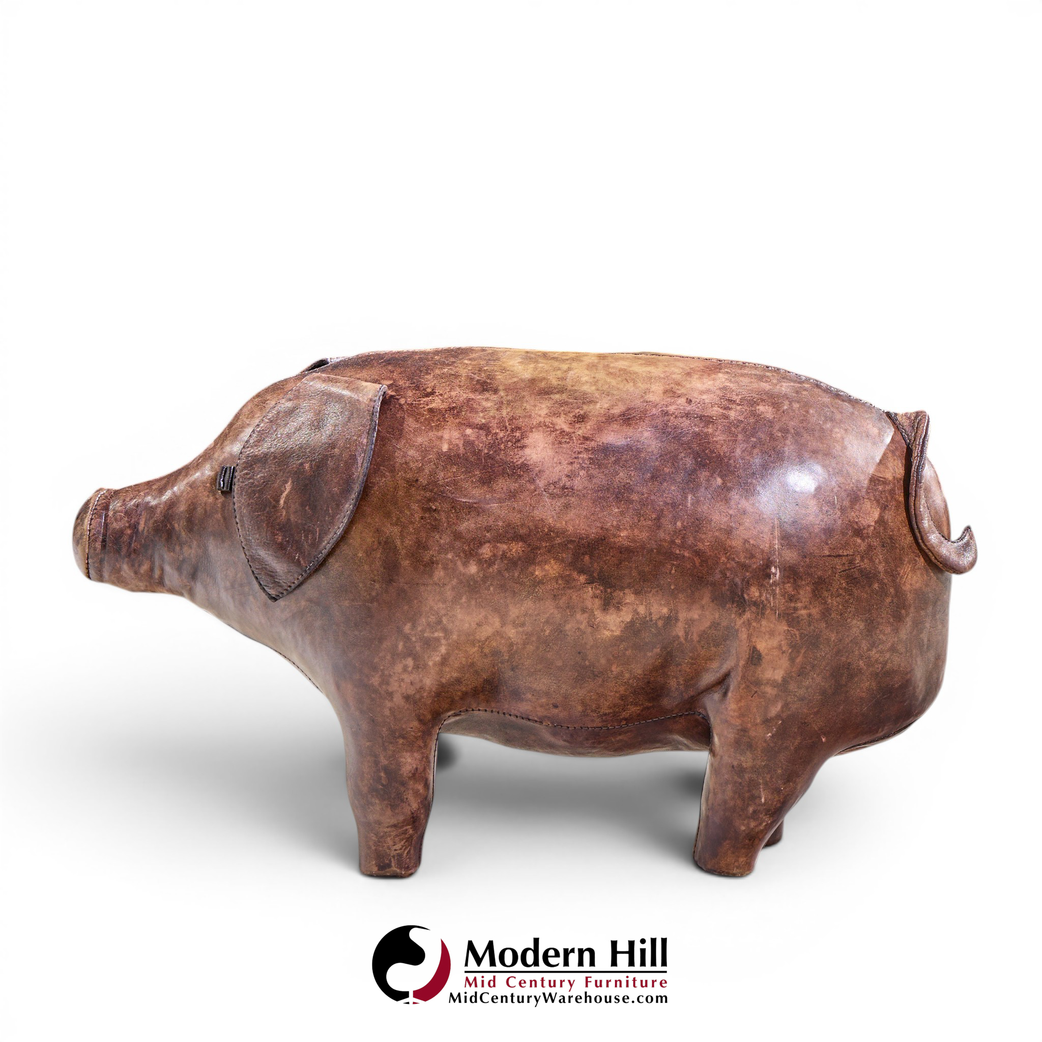 dimitri omersa mid century english leather pig ottoman