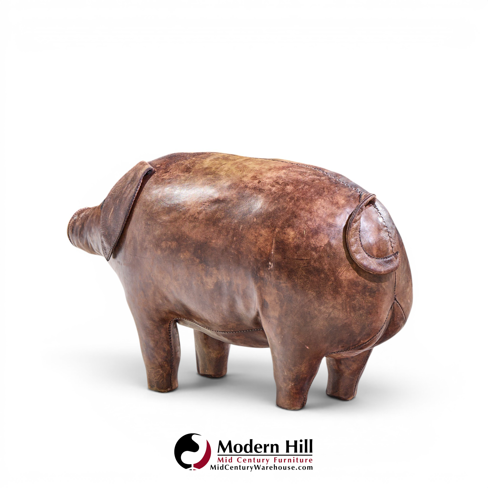 dimitri omersa mid century english leather pig ottoman