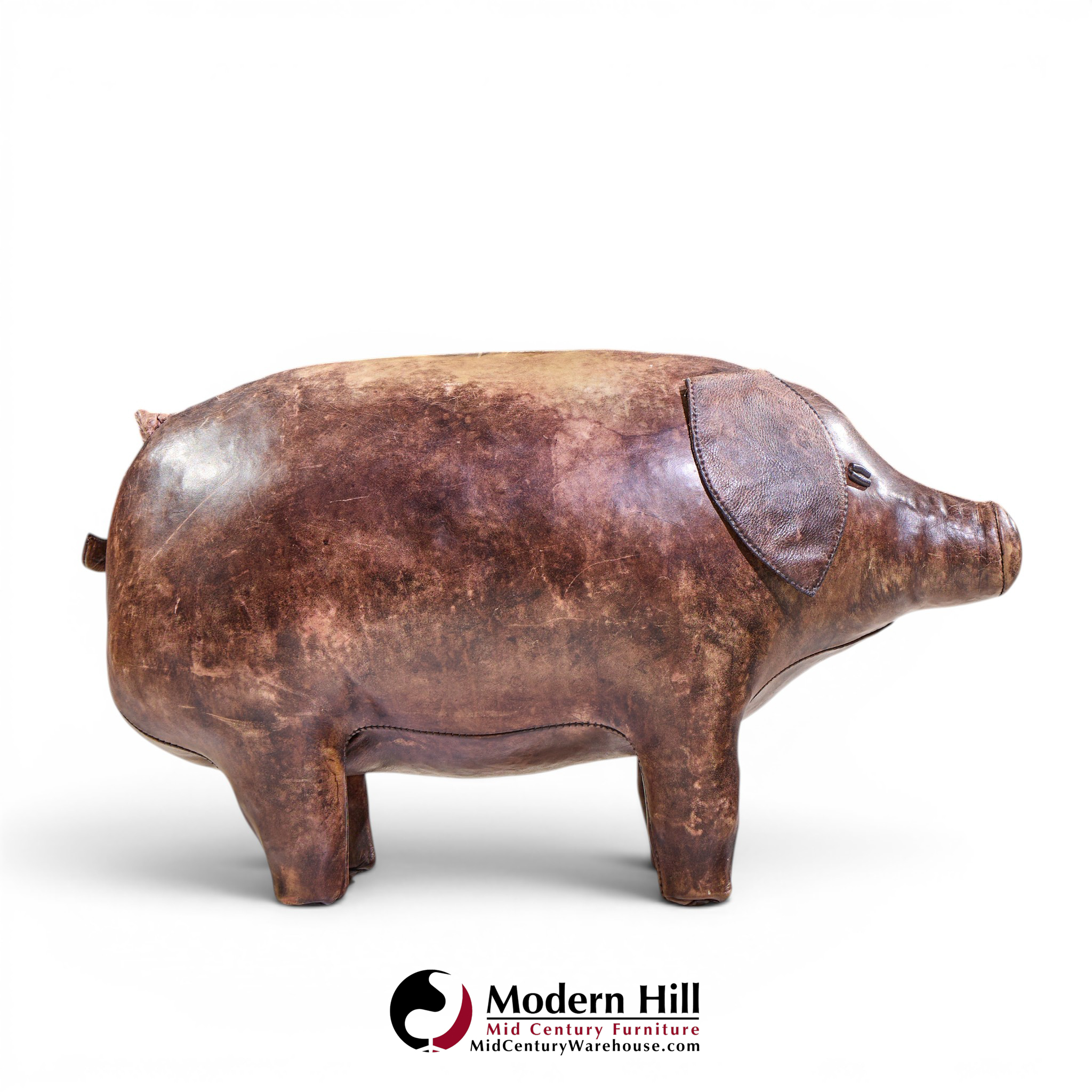 dimitri omersa mid century english leather pig ottoman