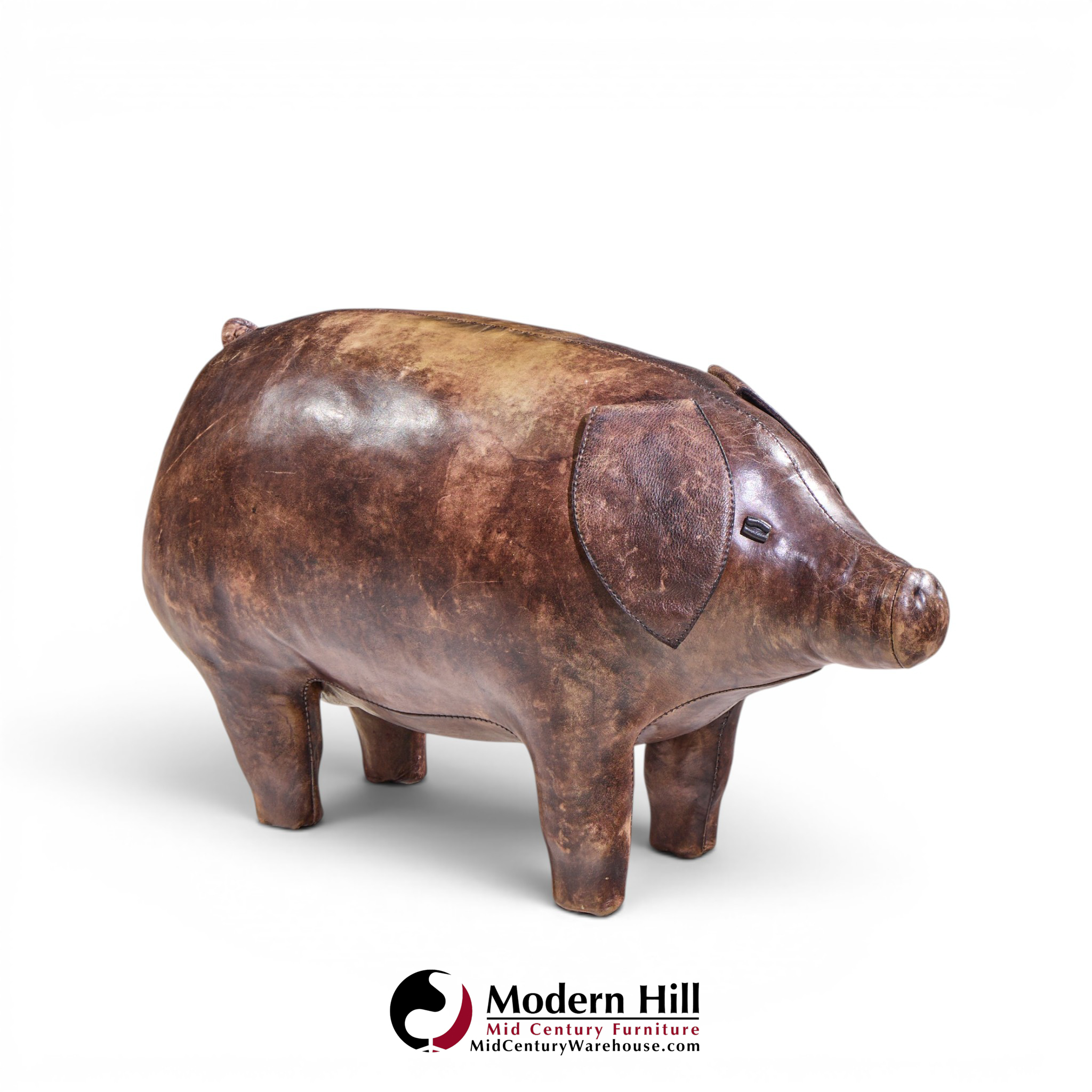 dimitri omersa mid century english leather pig ottoman