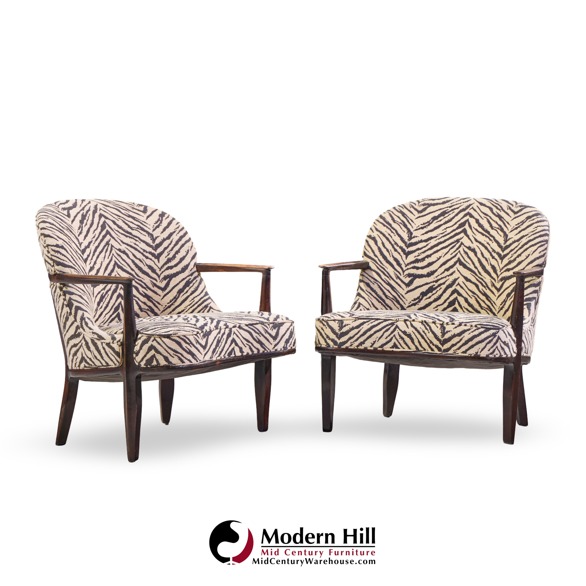 edward wormley for dunbar janus model 5705 mid century mahogany lounge chair - pair