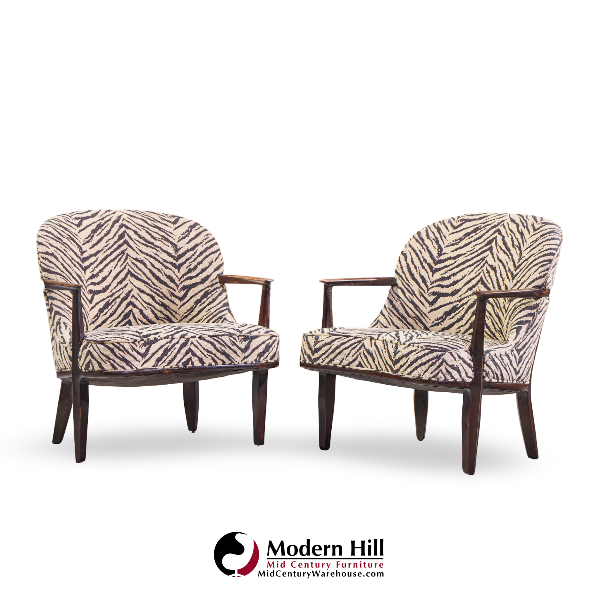 edward wormley for dunbar janus model 5705 mid century mahogany lounge chair - pair