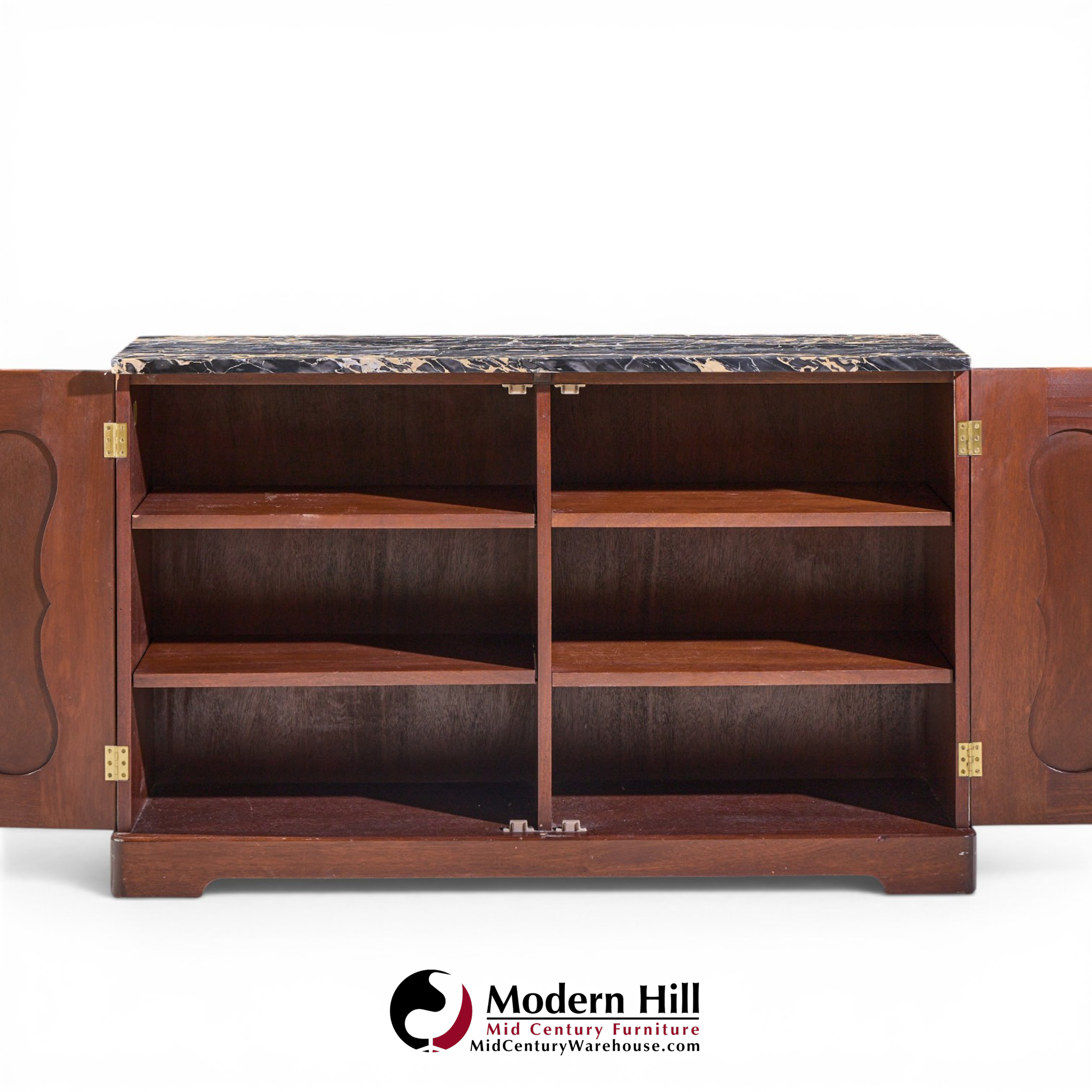 edward wormley for dunbar mid century mahogany and marble credenza
