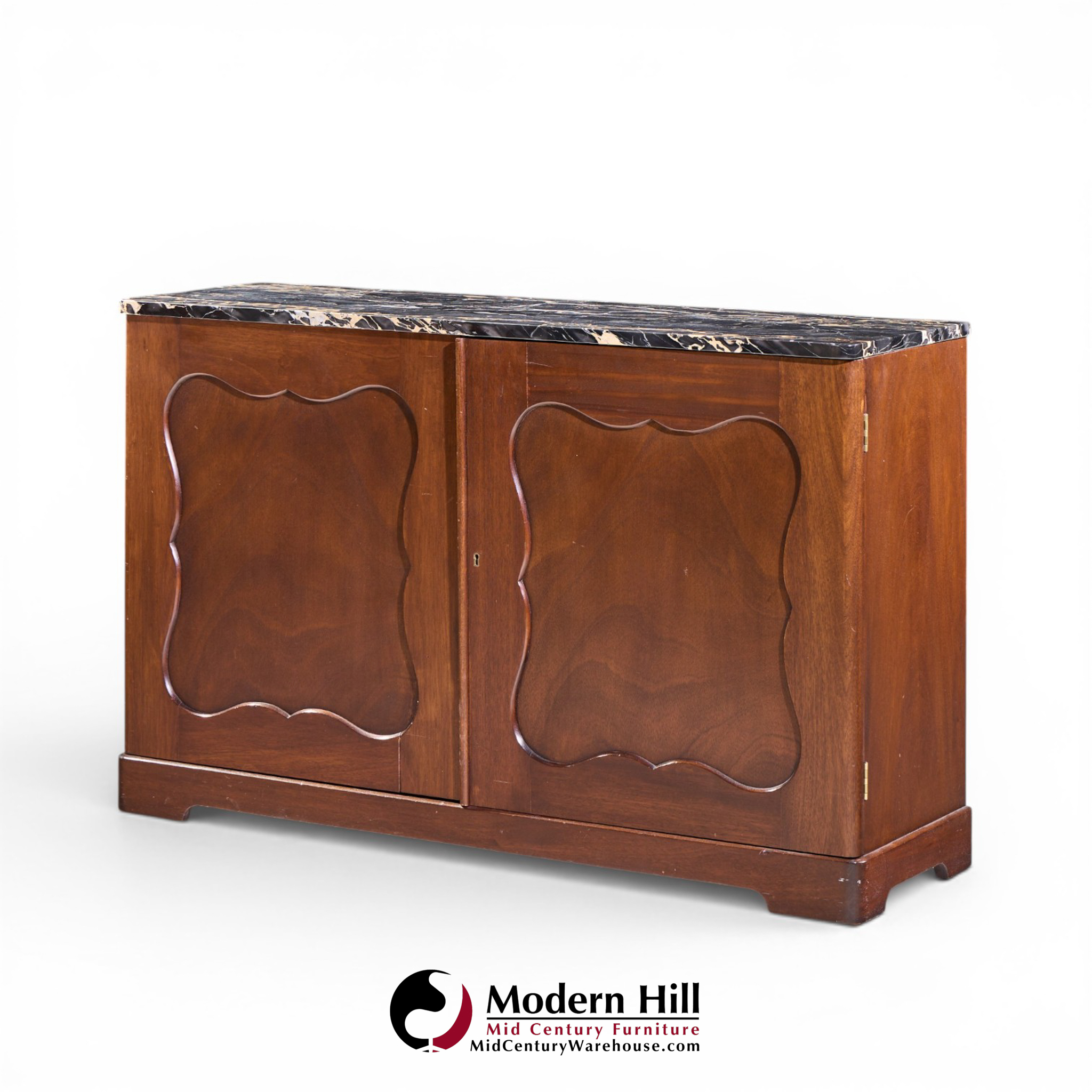 edward wormley for dunbar mid century mahogany and marble credenza