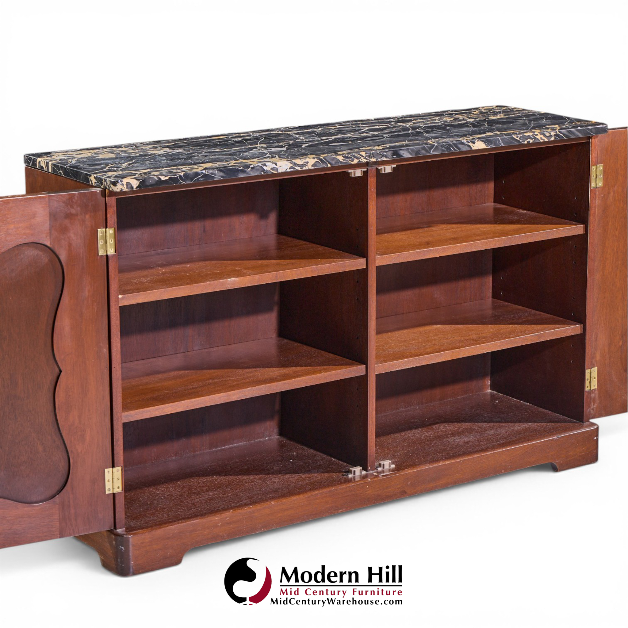 edward wormley for dunbar mid century mahogany and marble credenza