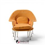 eero saarinen for knoll mid century womb chair with ottoman