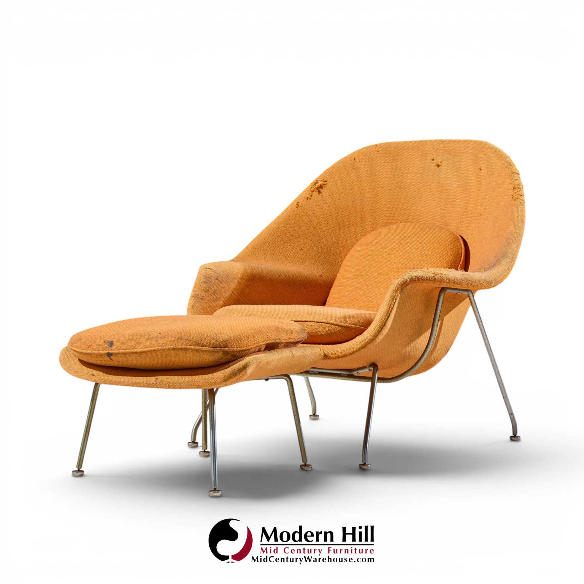 eero saarinen for knoll mid century womb chair with ottoman