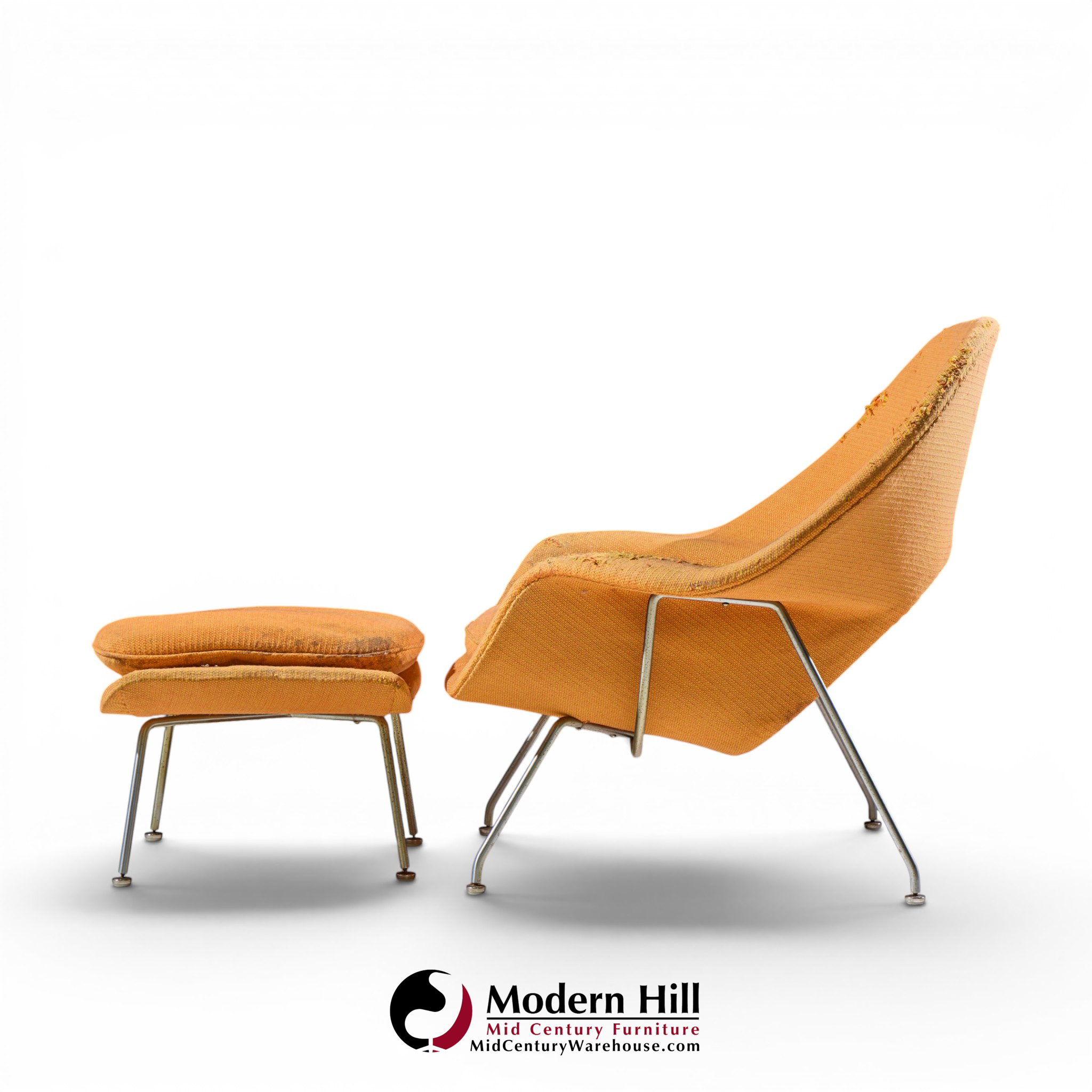 eero saarinen for knoll mid century womb chair with ottoman