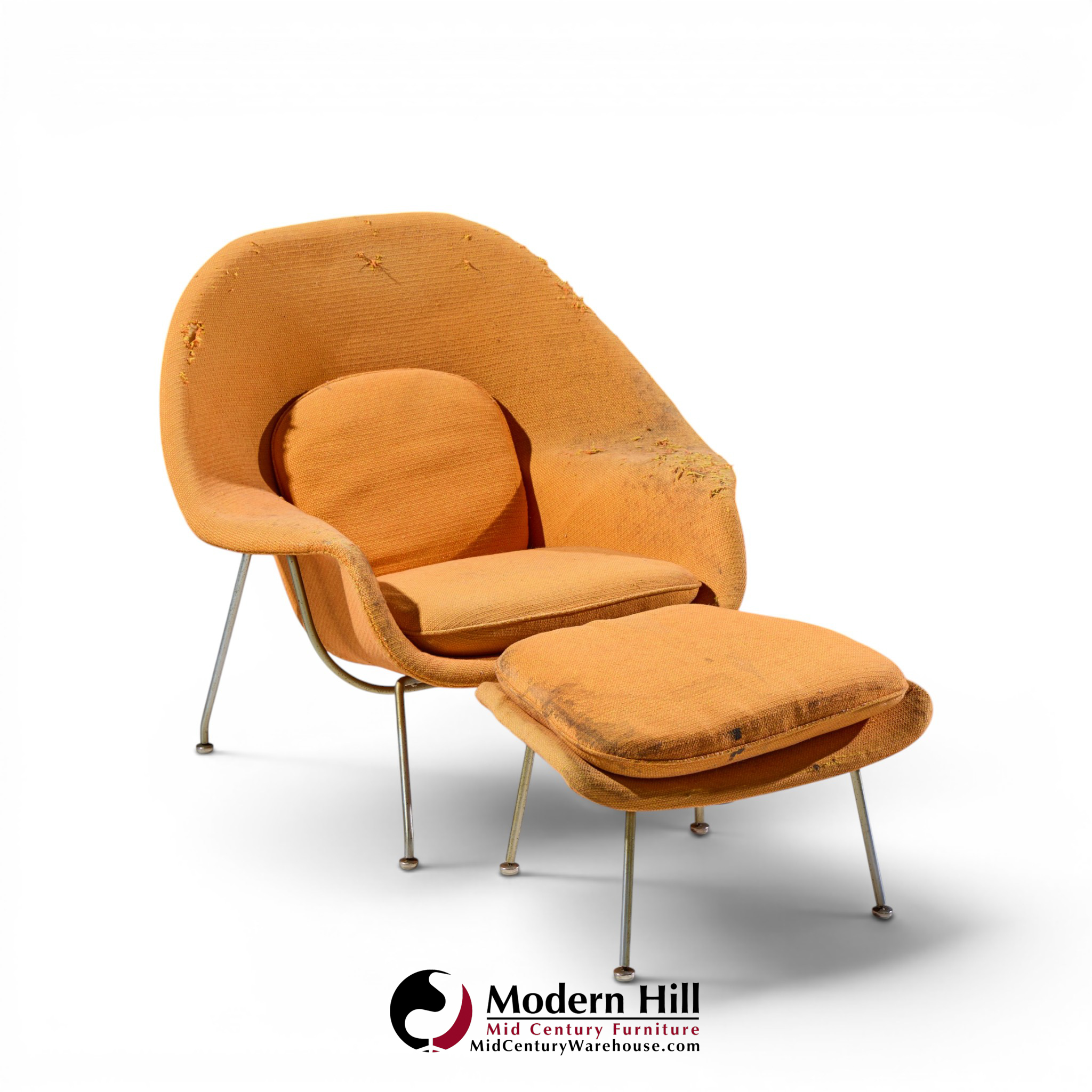 eero saarinen for knoll mid century womb chair with ottoman