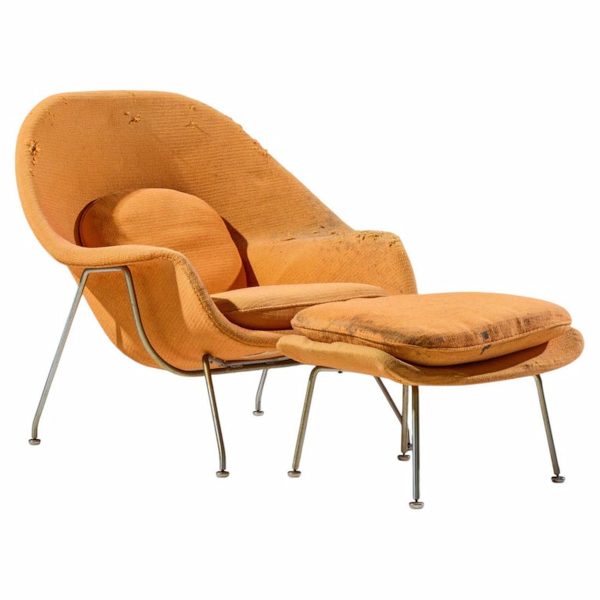 eero saarinen for knoll mid century womb chair with ottoman