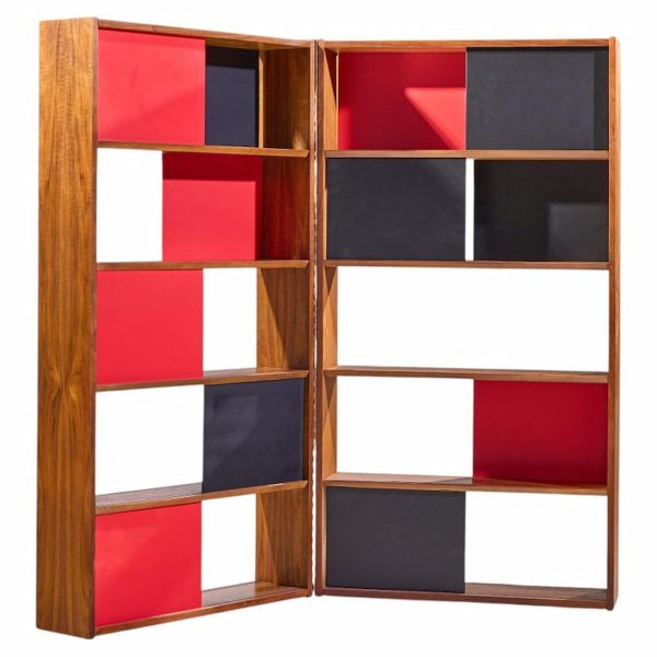 evans clark for glenn of california mid century walnut room divider bookshelf