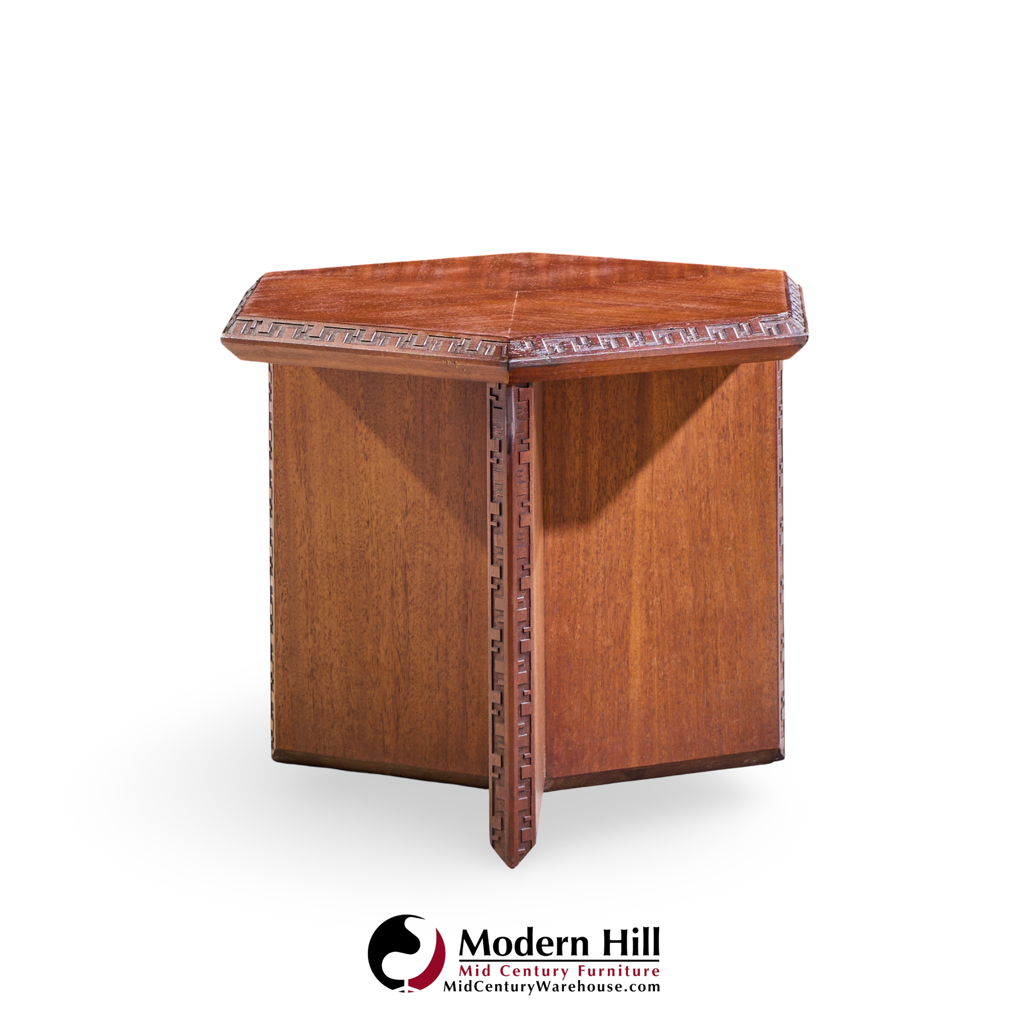 frank lloyd wright for henredon mid century mahogany taliesin side end table