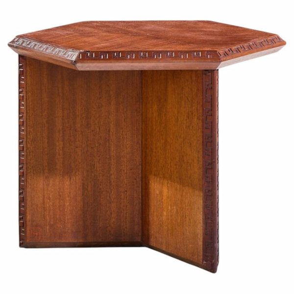 frank lloyd wright for henredon mid century mahogany taliesin side end table