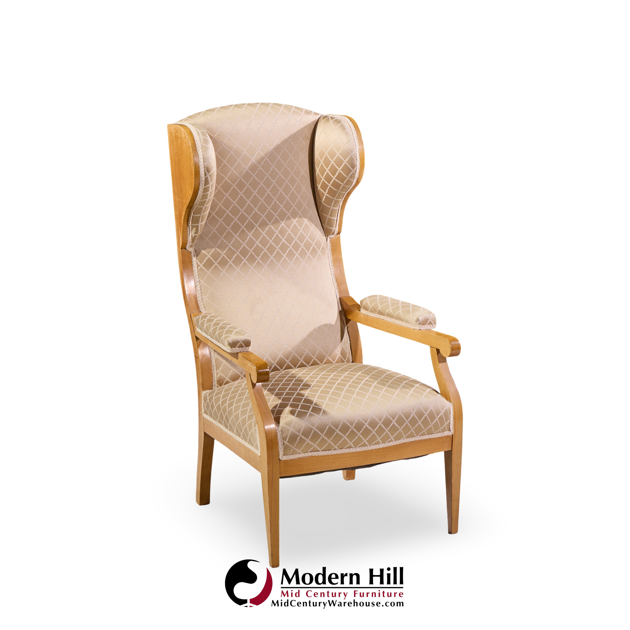frits henningsen style swedish biedermeier wingback lounge chairs - pair