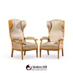 frits henningsen style swedish biedermeier wingback lounge chairs - pair
