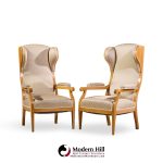 frits henningsen style swedish biedermeier wingback lounge chairs - pair