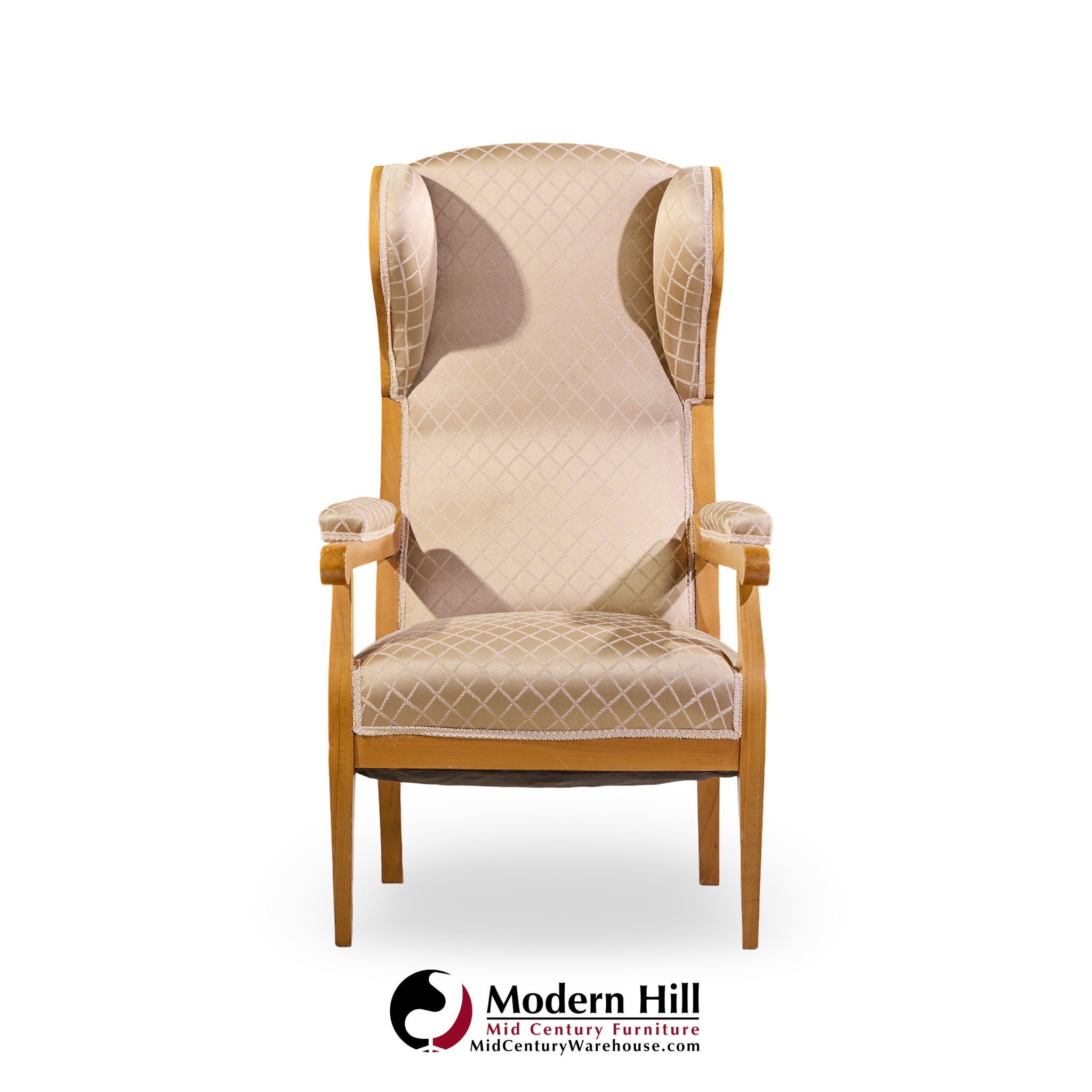 frits henningsen style swedish biedermeier wingback lounge chairs - pair