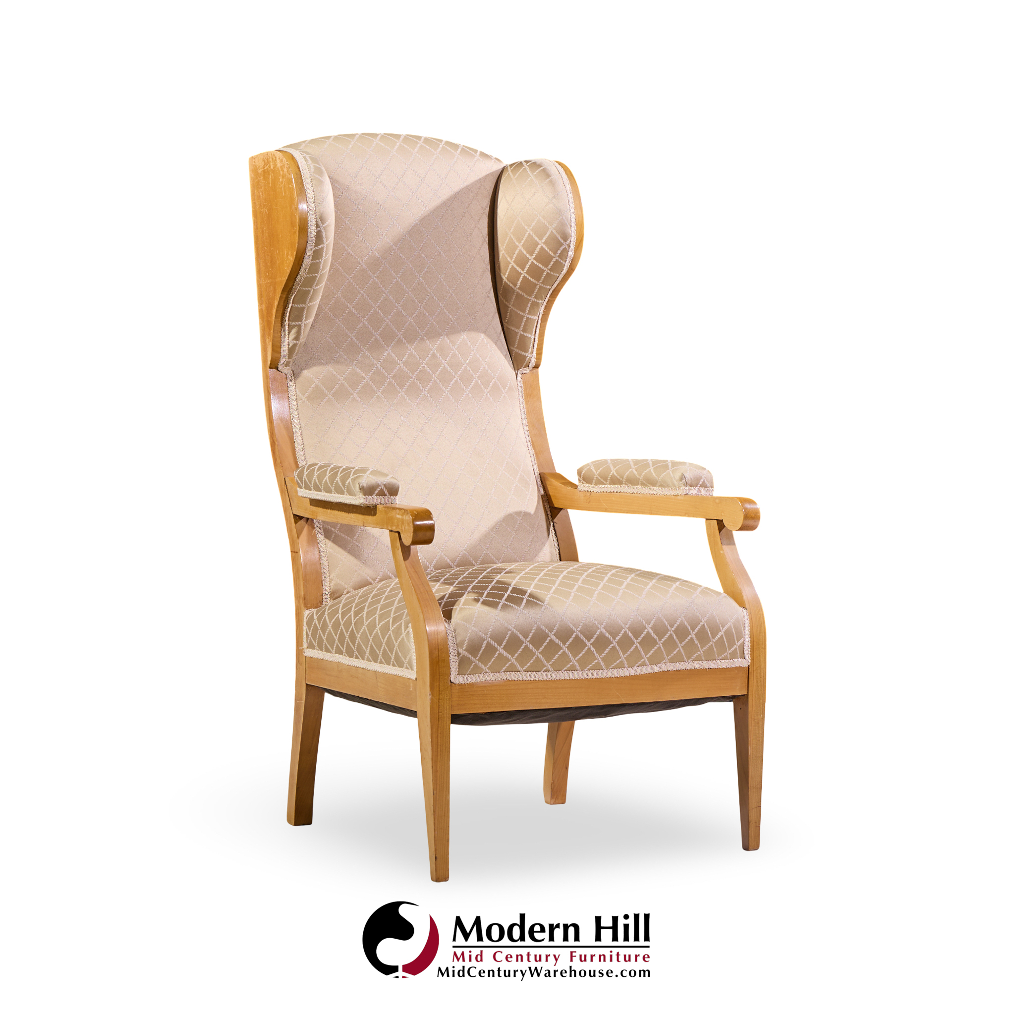 frits henningsen style swedish biedermeier wingback lounge chairs - pair