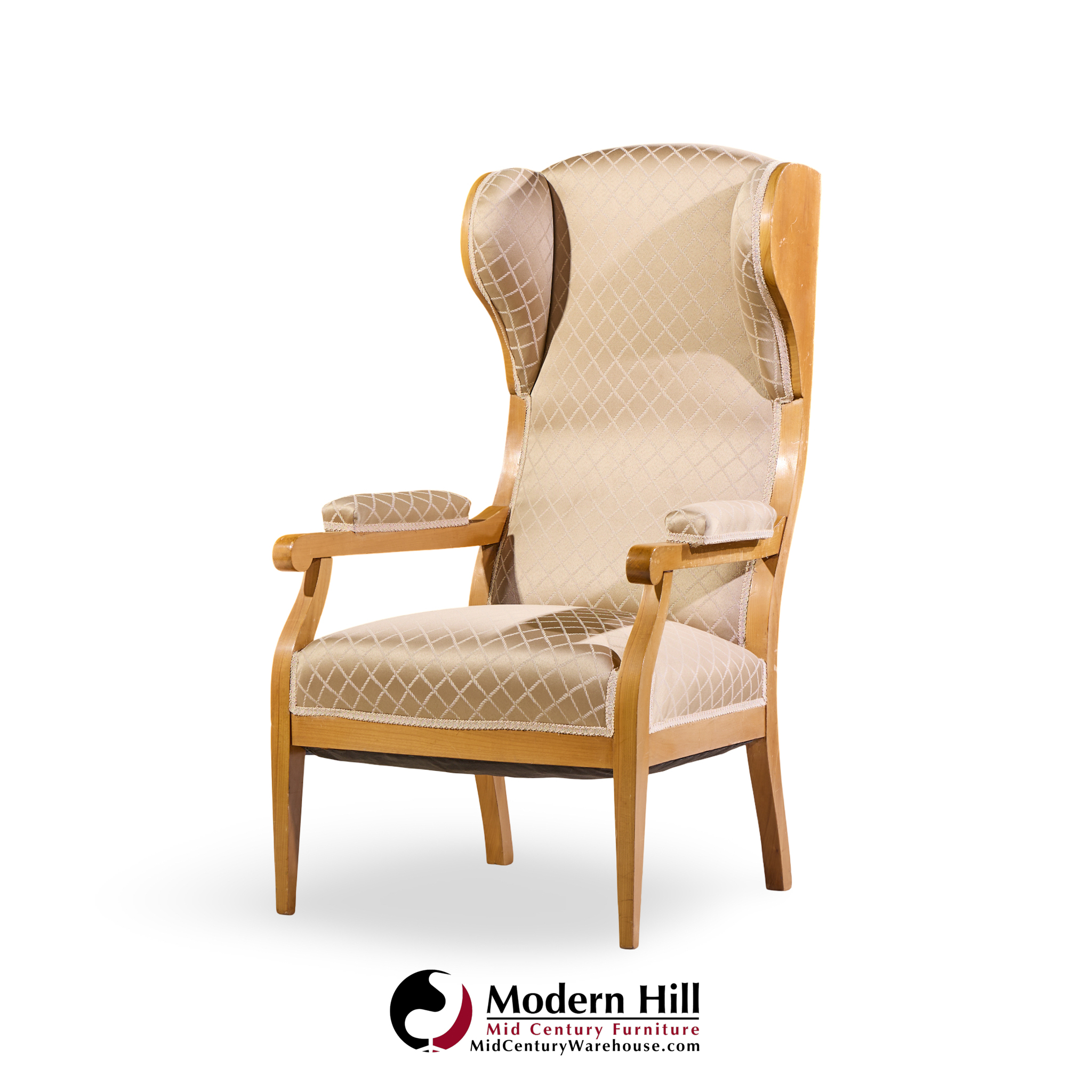frits henningsen style swedish biedermeier wingback lounge chairs - pair