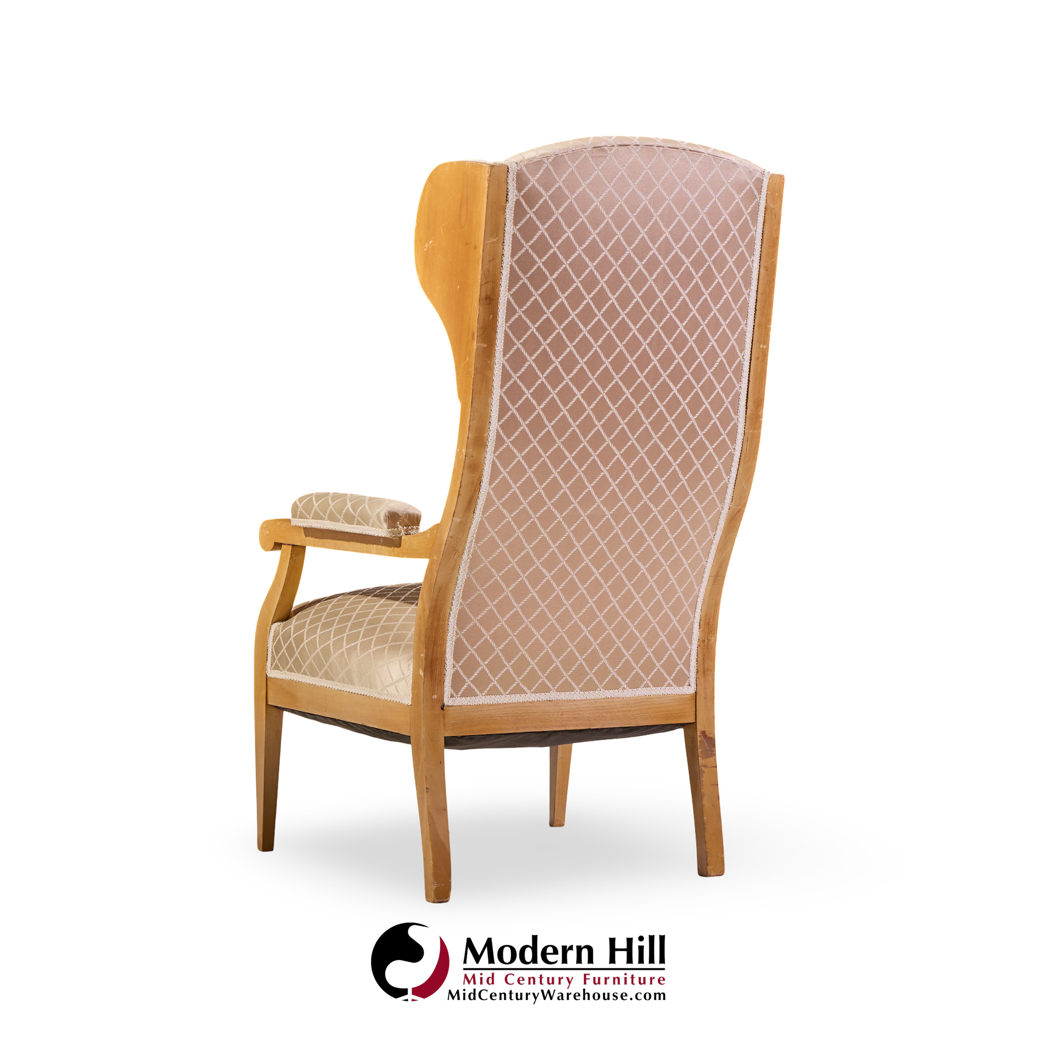 frits henningsen style swedish biedermeier wingback lounge chairs - pair