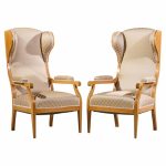 frits henningsen style swedish biedermeier wingback lounge chairs - pair