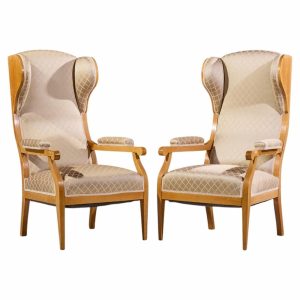 frits henningsen style swedish biedermeier wingback lounge chairs - pair