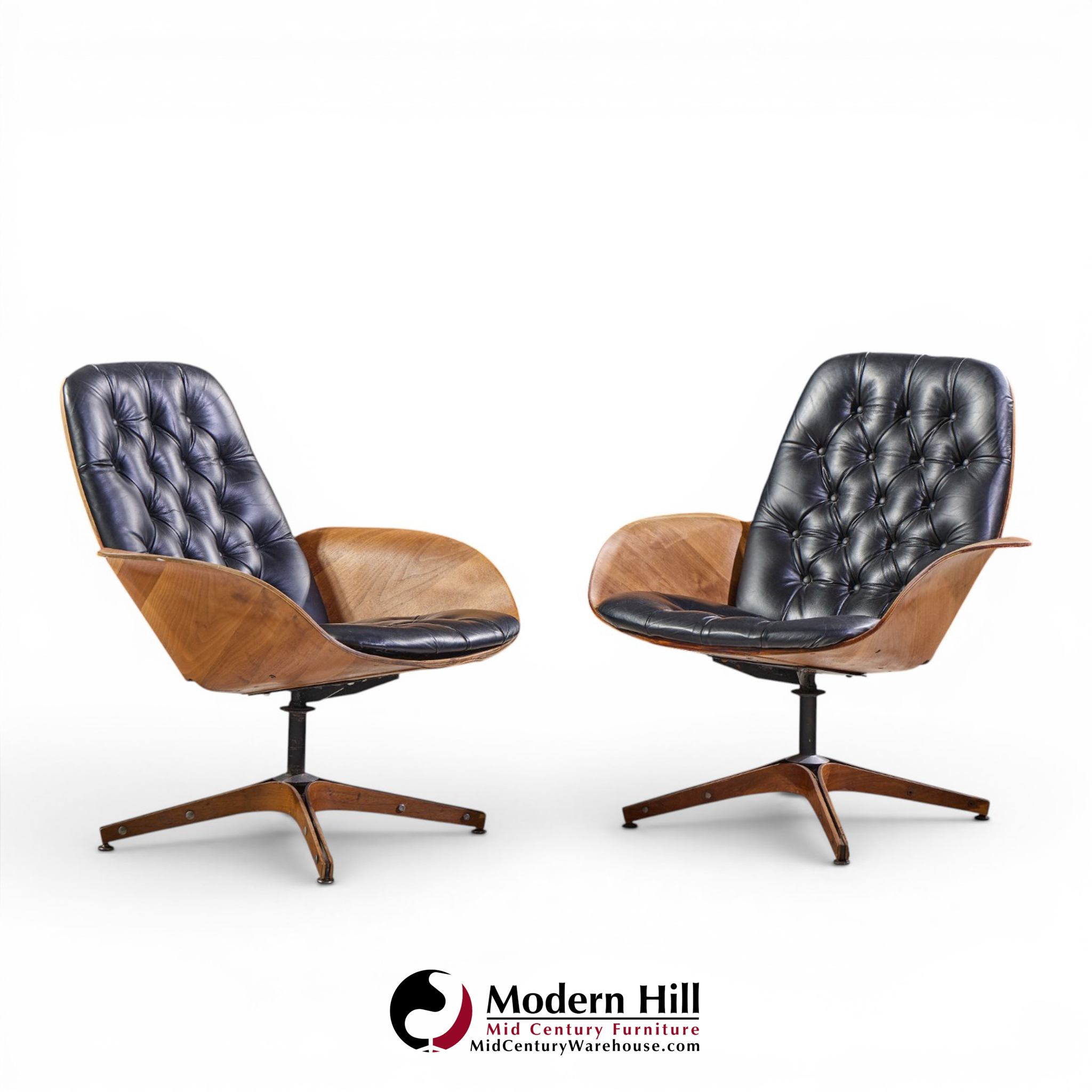 george mulhauser for plycraft mrs. chair mid century lounge chairs - pair