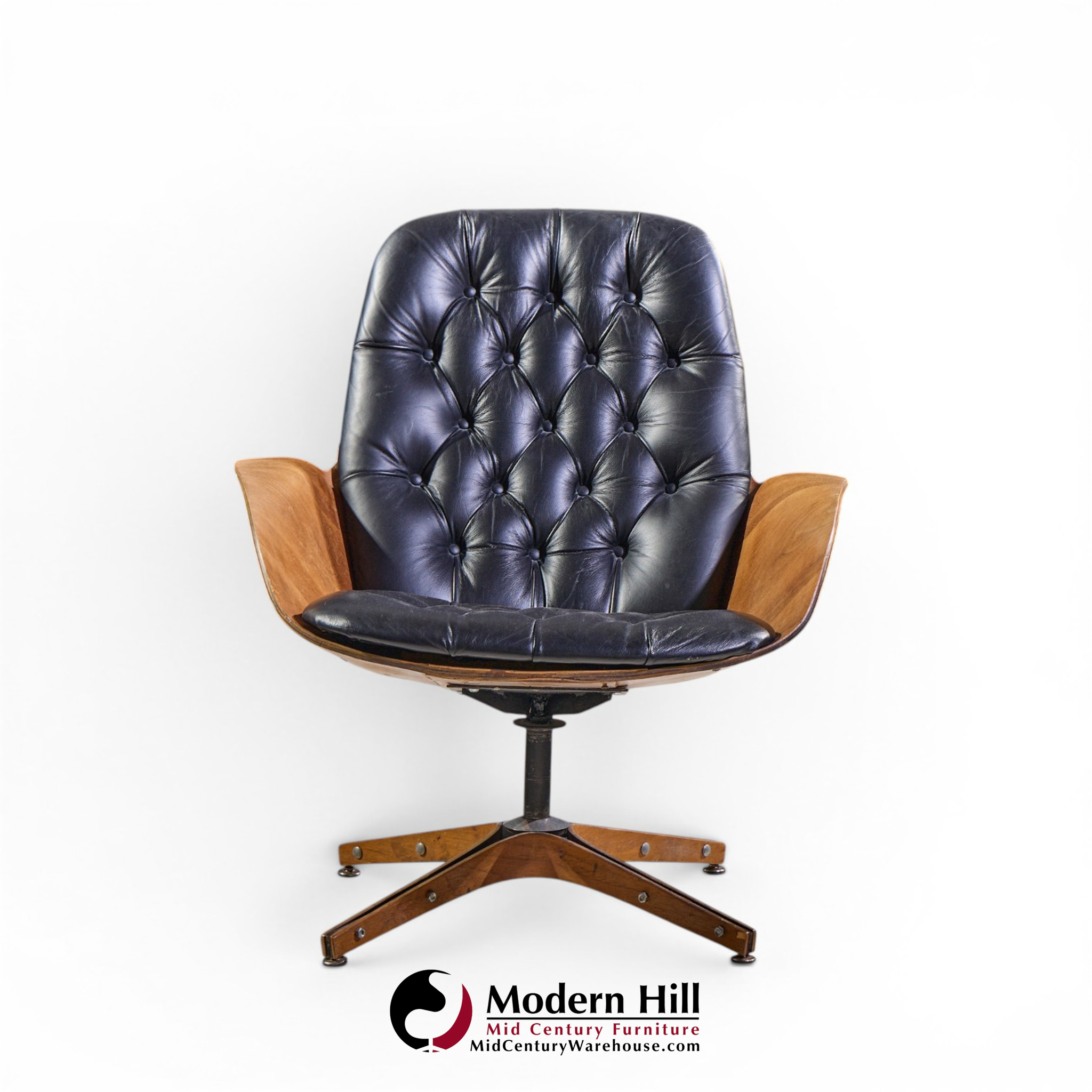 george mulhauser for plycraft mrs. chair mid century lounge chairs - pair