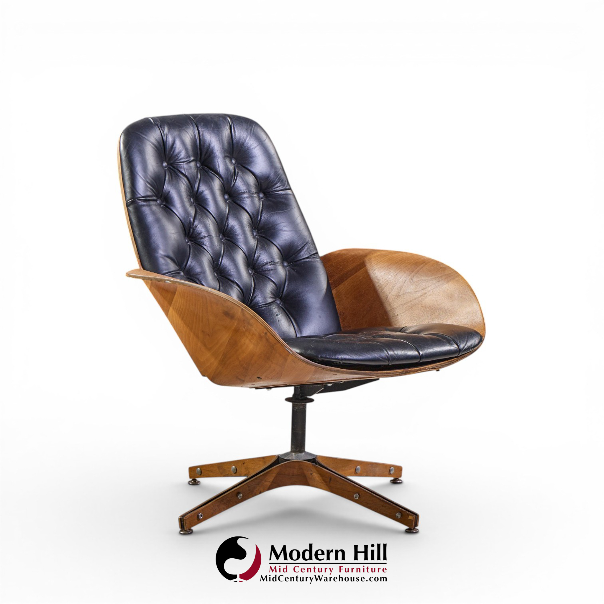 george mulhauser for plycraft mrs. chair mid century lounge chairs - pair