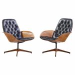 george mulhauser for plycraft mrs. chair mid century lounge chairs - pair
