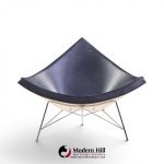 george nelson for vitra mid century black leather coconut chairs - pair