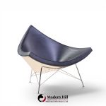 george nelson for vitra mid century black leather coconut chairs - pair