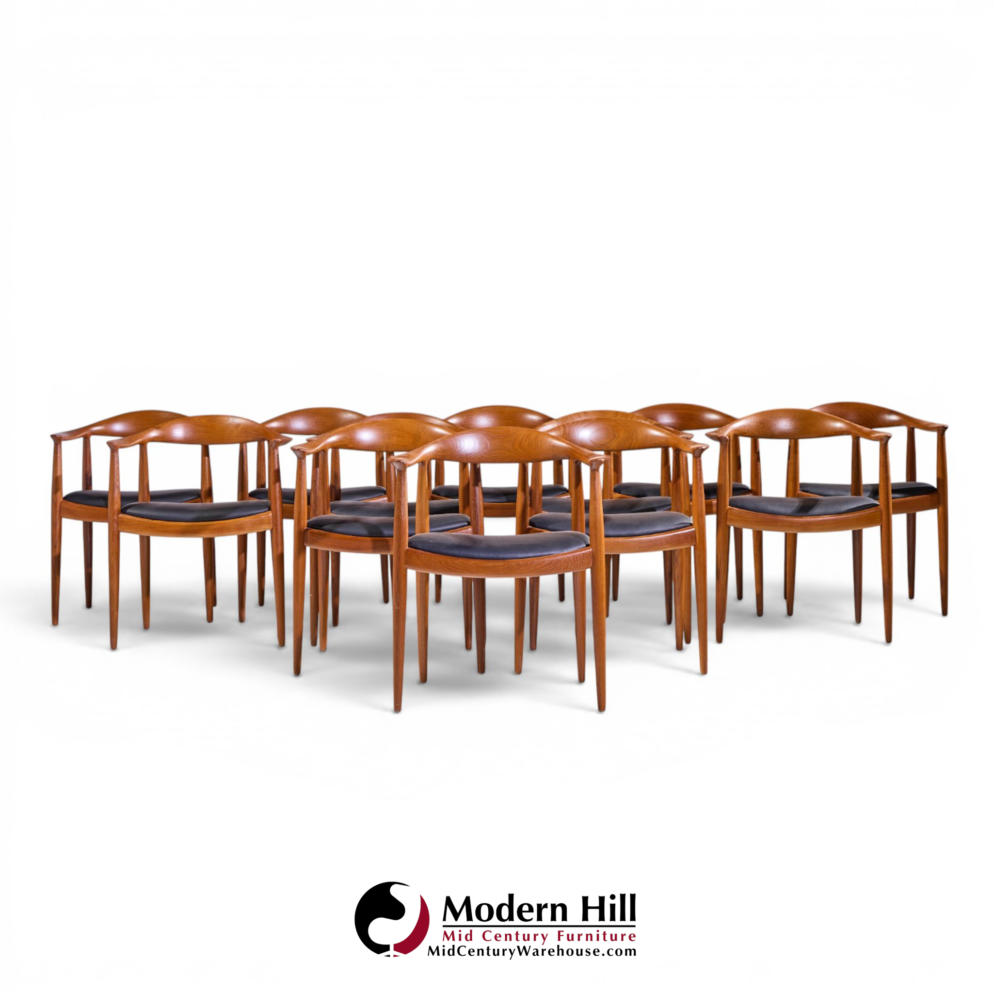 hans wegner for johannes hansen mid century danish teak the chair - set of 12