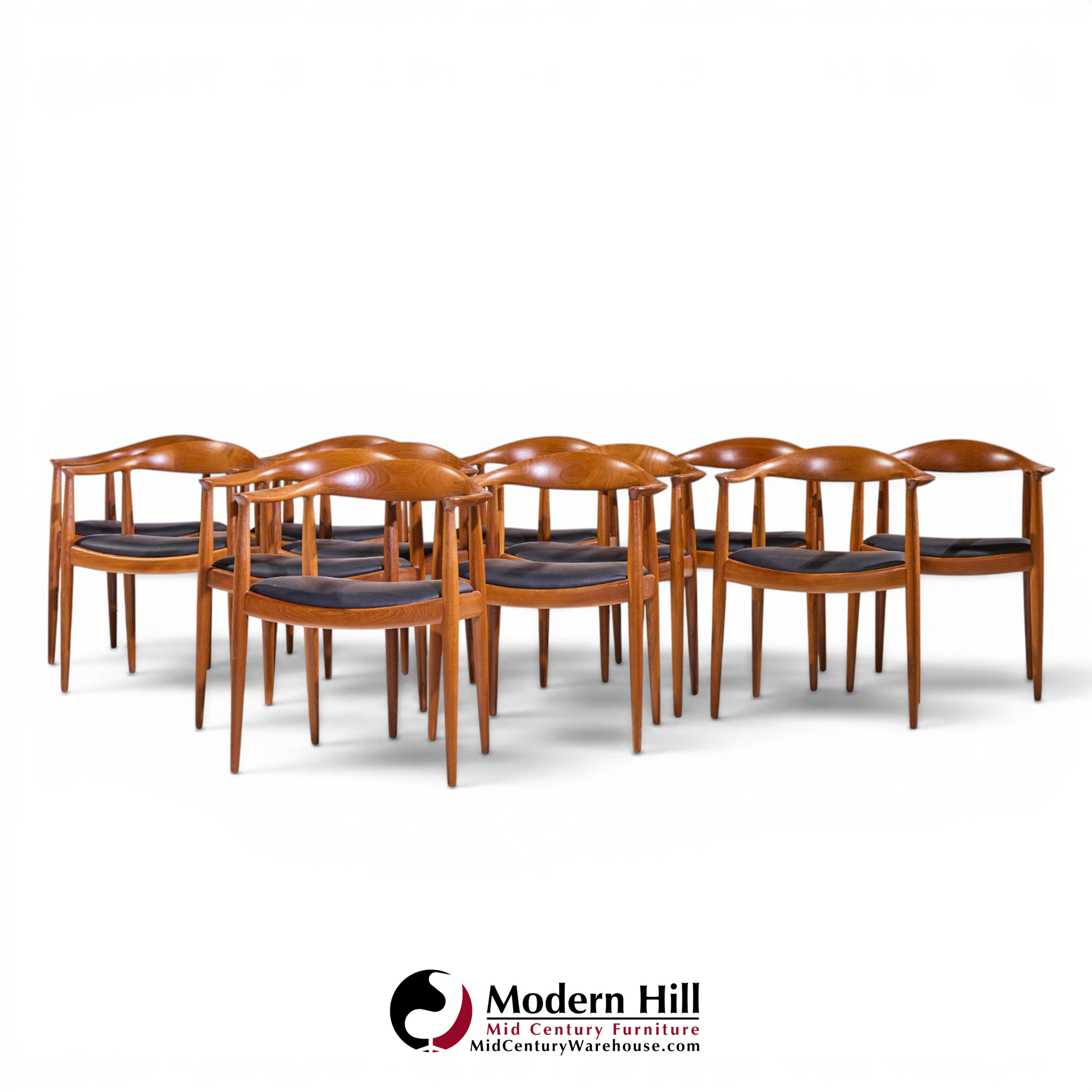 hans wegner for johannes hansen mid century danish teak the chair - set of 12